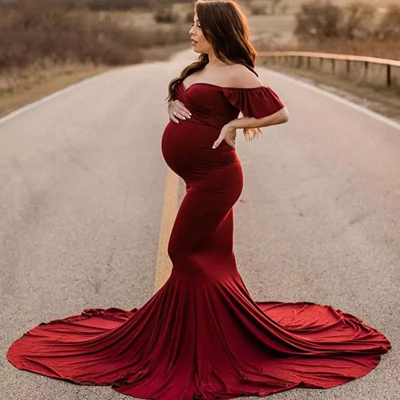 Off Shoulder Tulle Mesh Maternity Dress – Baby Couture