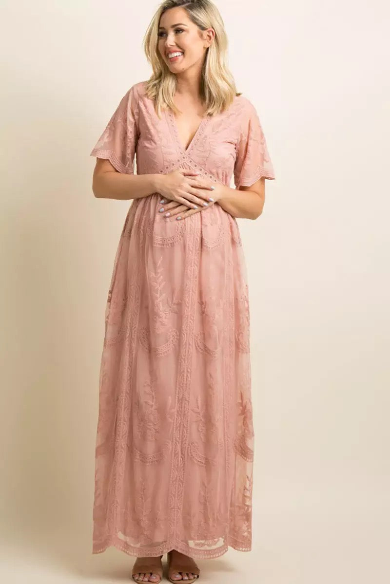 Boho Lace Maternity Dress