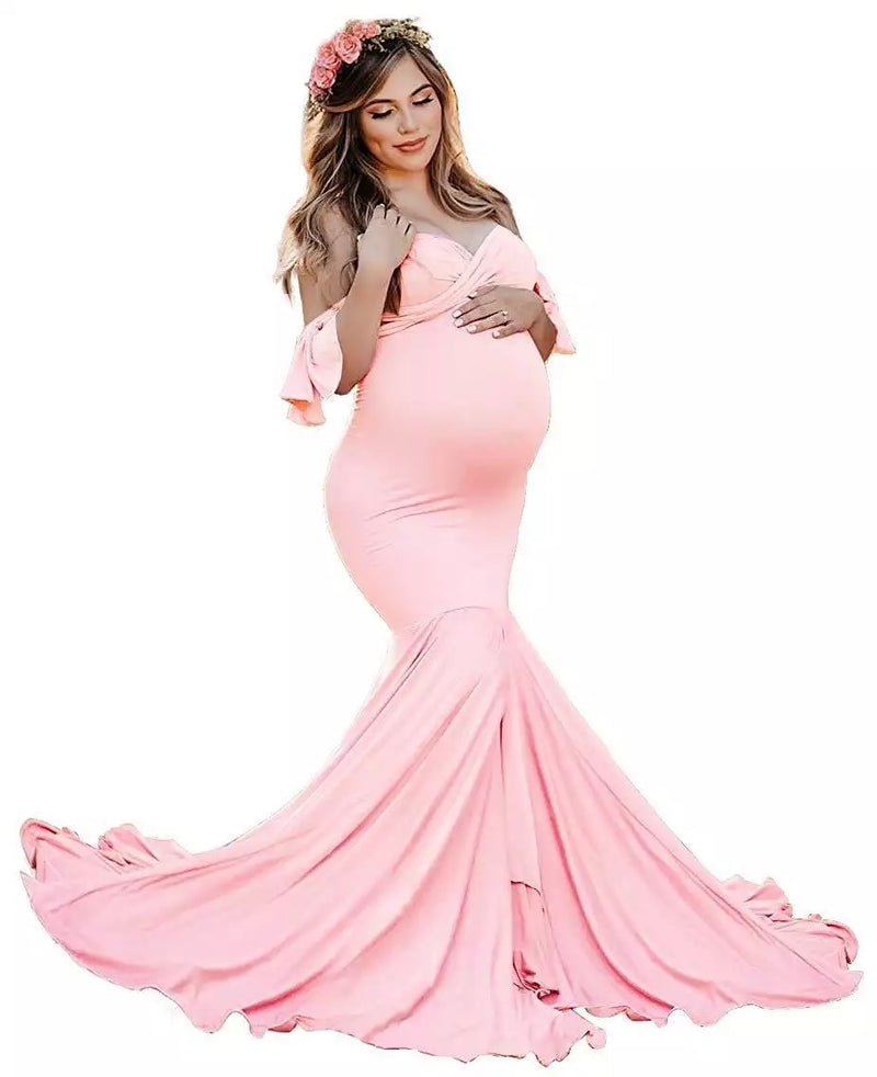 Off-shoulder Mermaid Gown – Lavish Glow Maternity