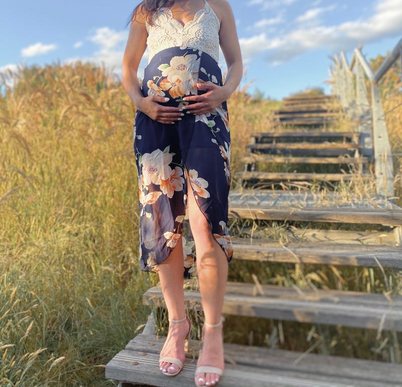 Stylish Chiffon Floral Maternity Dress