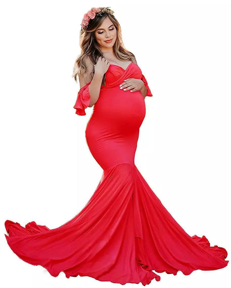 Off Shoulder Tulle Mesh Maternity Dress – Baby Couture